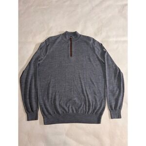 Peter Millar Mens Grey Merino Wool Lyocell Blend 1/4 Zip Sweater Size M NWOT